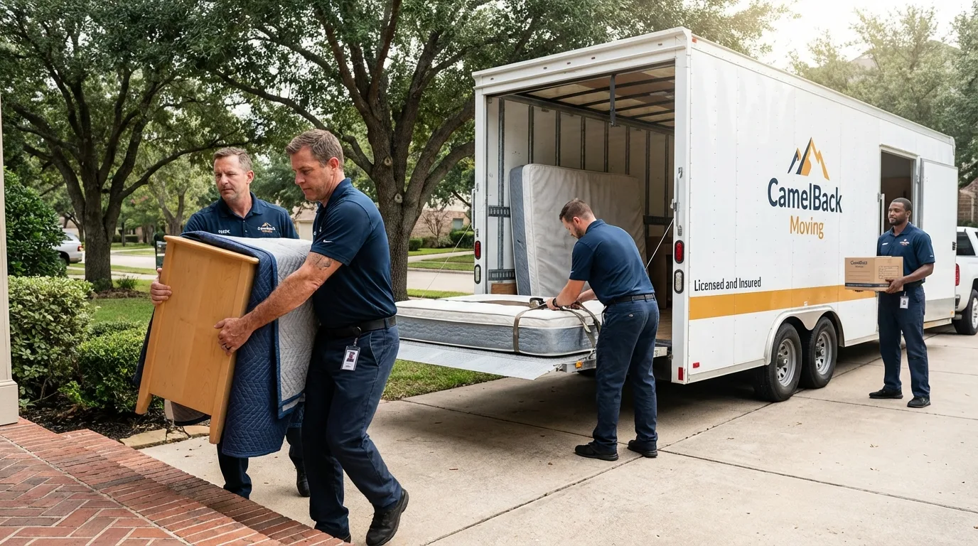 Crew loading residential truck for cross-state move from Bethel Park, PA