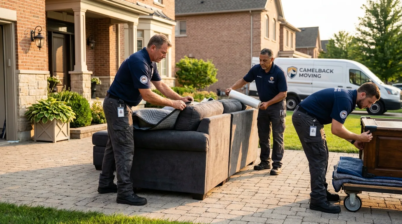 Large estate moving crew wrapping furniture in Bethel Park, PA