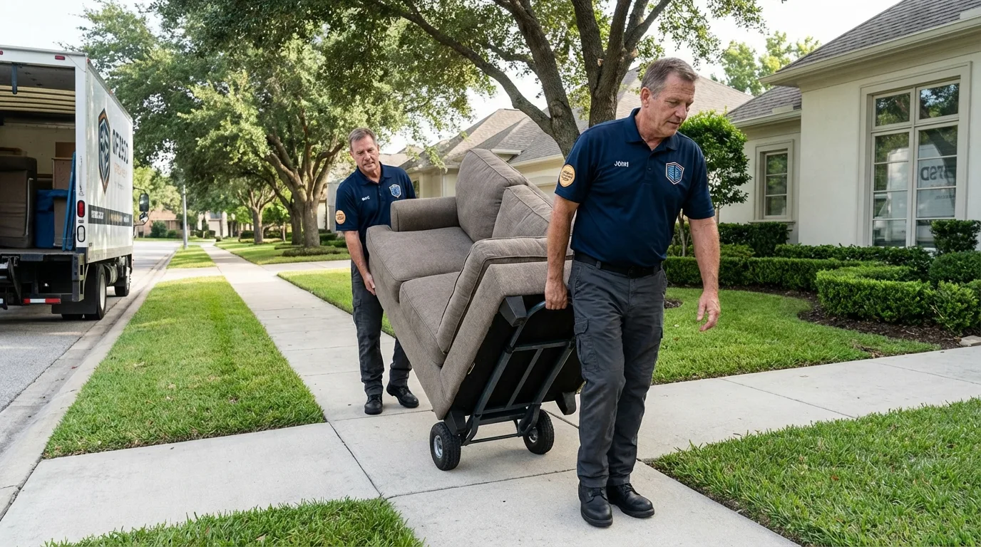 Local residential moving crew loading furniture in Bethel Park, PA