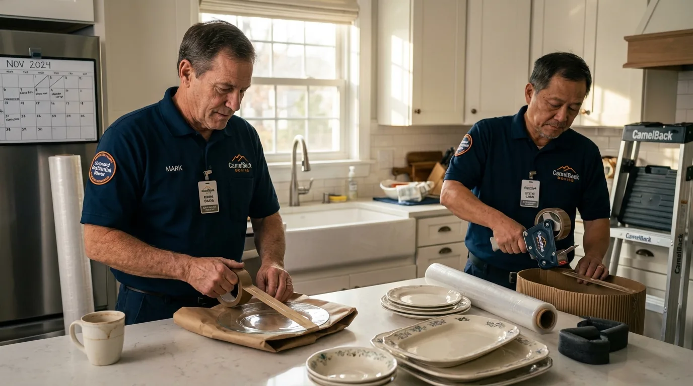 Professional crew packing kitchen dishware in Bethel Park, PA