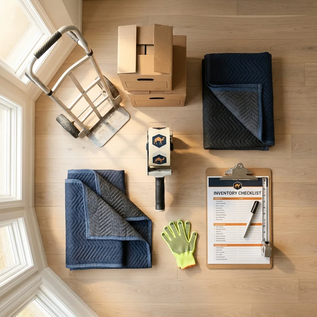 Professional moving supplies and packing materials layout for Bethel Park residential relocations